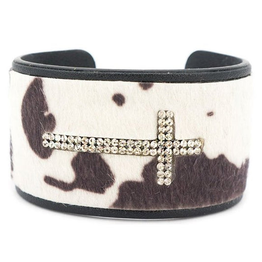 ARABELLE COW AND BLACK CROSS CUFF BRACELET