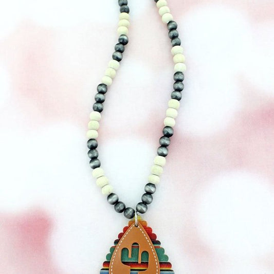 AUSTIN CACTUS TEARDROP BEADED NECKLACE