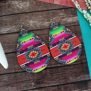 ADOBE SUNSET LARGE TEARDROP WOOD EARRINGS